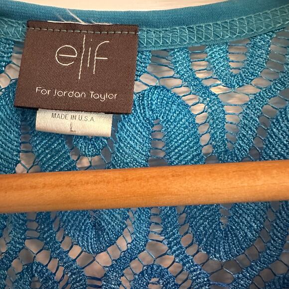 Elif Jordan Taylor Lace  Ombré Blue Turquoise Tunic Swim Cover Serpuntus Large - Picture 5 of 6